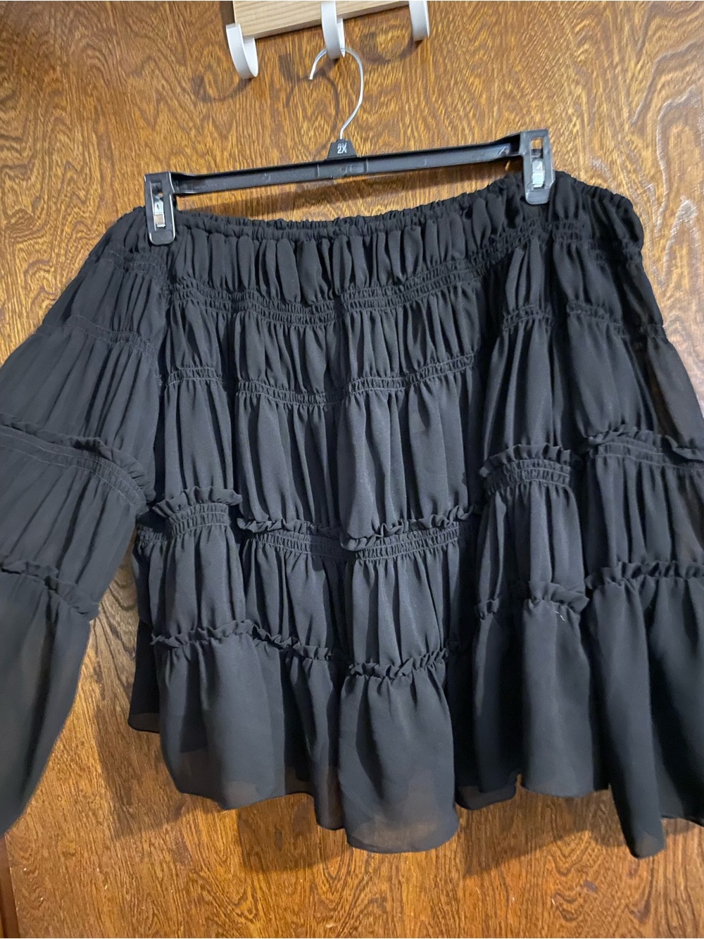 Black Tiered Off-Shoulder Blouse